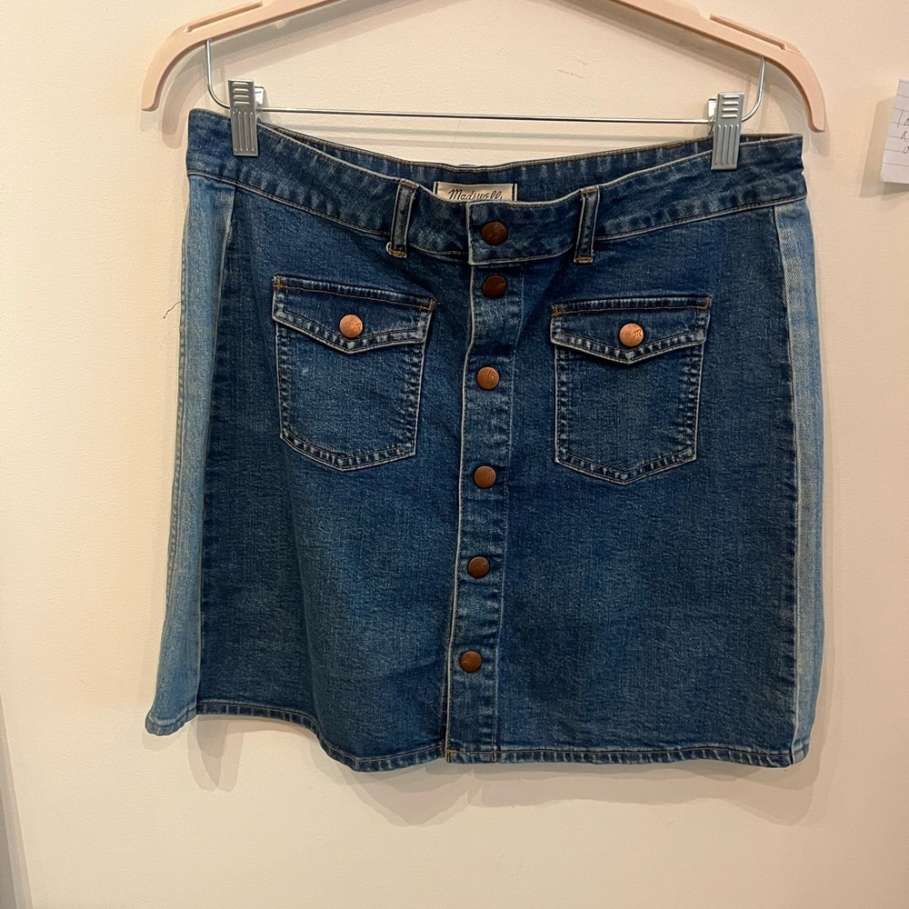 favorite madewell jean denim button up mini skirt